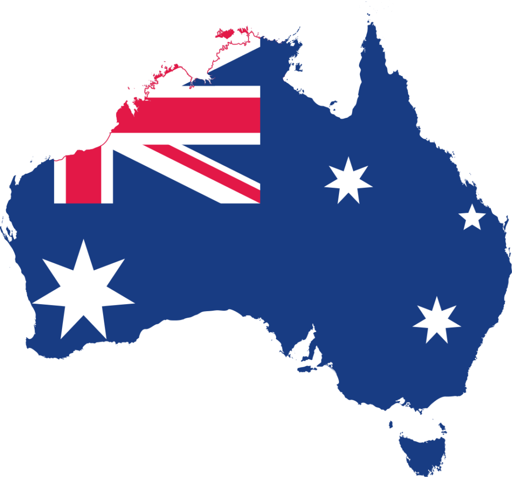 Australia map with flag